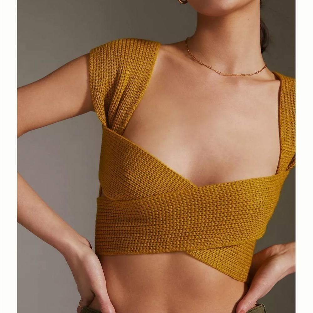 Anthropologie Maeve Multi Way Cross-Tie Wrap Vest Knit  Top